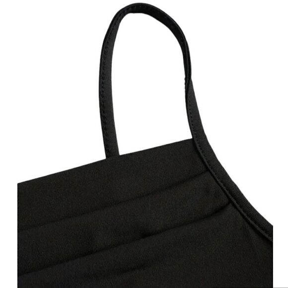 Solid Ruched Cami Dress -Sleeveless Bodycon Black Size Large New - Picture 3 of 7